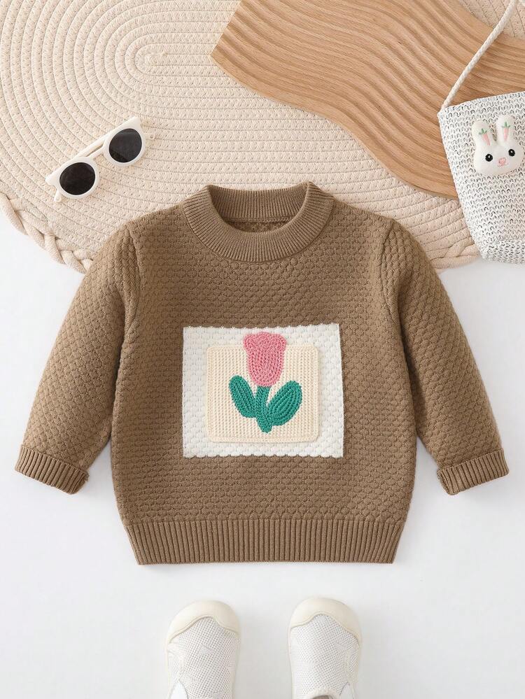 Baby Girl Floral Pattern Sweater