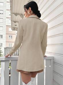 EURMUSE Women's Lapel Double-breasted Blazer - Apricot - View 2