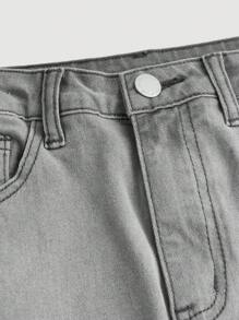少女喇叭牛仔裤 - 灰色 - 查看 4