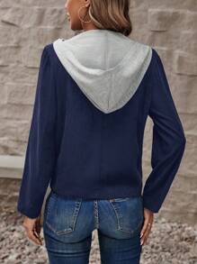 SHEIN LUNE 二合一拉鏈開襟連帽夾克 - 藍色 - 查看 2