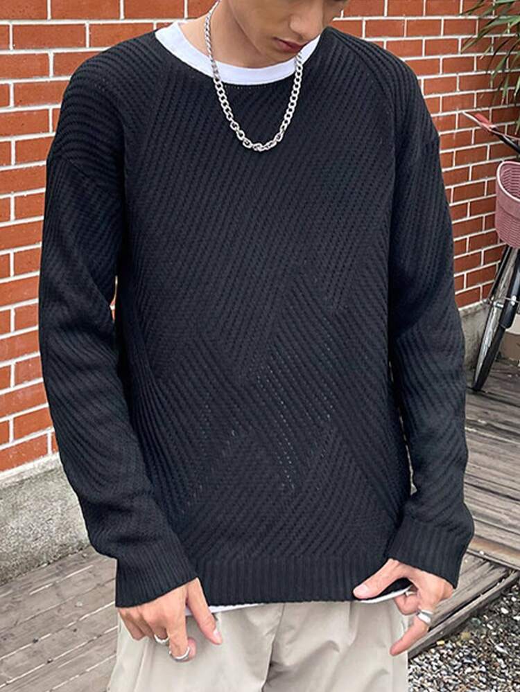 Men Solid V Neck Button Detail Sweater