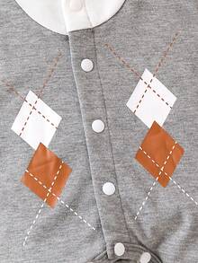 SHEIN Baby Boys' British Style Geometric Pattern 2 In 1 Jumpsuit - Multicolor - View 6