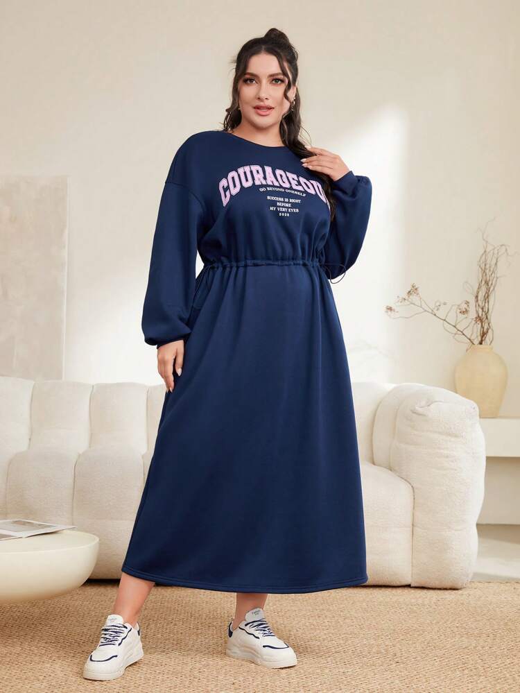 Plus Size Women'S Letter Print Sweatshirt Arabian Dress
