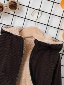 嬰兒保暖線絨呢連帽夾克 - 鏽棕色 - 查看 7