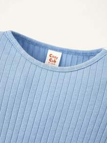 Cozy Pixies Baby Girl 3pcs Ribbed Knit Lettuce Trim Top - Pink - View 3