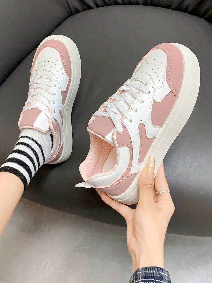 Women's Cute Casual Sports Shoes, Flat College Style Pu Leather