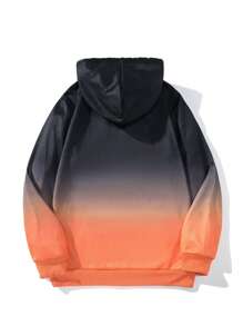 Manfinity LEGND Men Ombre Letter Graphic Kangaroo Pocket Drawstring Hoodie - Orange - View 2