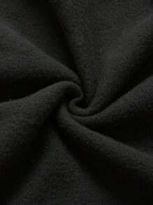 SHEIN EZwear 女士保暖衬里运动衫，配引文印花 - 黑色 - 查看 5