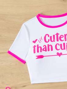 Swim Mod Letter Print Spaghetti Strap Tankini Summer - Multicolor - View 4