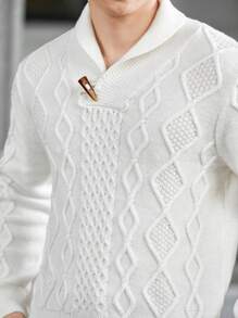 GENTILAND Men Cable Knit Sweater - White - View 5