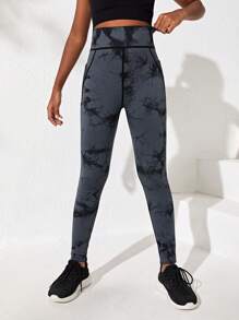 Tween 女童无缝扎染针织休闲运动裤 - 黑與白 - 查看 4