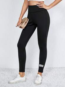 SHEIN Essnce Chất rắn Thắt lưng rộng Lót nhiệt Xà cạp - màu đen - Xem 5