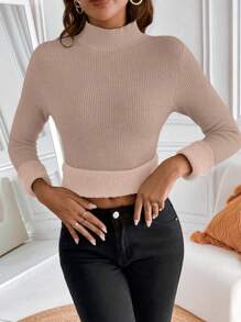 Chiquease High Neck Inner Thermal Lined Sweater - Baby Pink - View 3