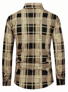 Manfinity Mode Men's Loose Plaid Print Shirt With Pocket Patch Detail - Multicolor - View 2