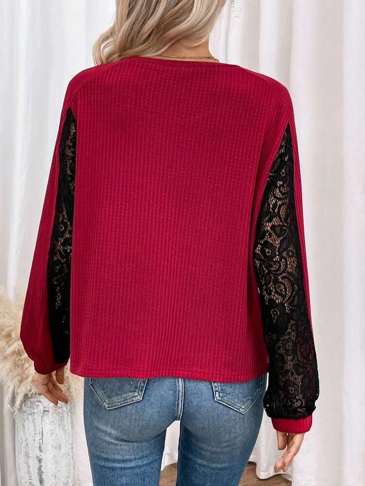 Color Block Sequin Patchwork T-shirt