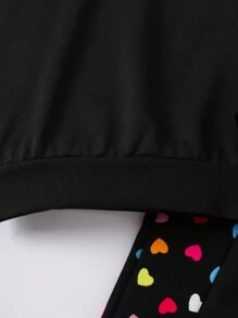 Sparklyn 少女心印花拉彎袖運動衫和褲子套裝 - 黑色 - 查看 6