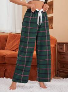 蝴蝶結&格紋圖案休閒褲 - 彩色 - 查看 4