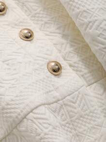 FRIFUL Women's Puff Sleeve Ruffle Hem Jacket - Beige - View 6