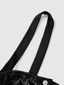 SHEIN MOD Của phụ nữ Da đen Áo ba lỗ Áo , Trang trí Với Kim cương giả Và Ngọc trai Nút - màu đen - Xem 4