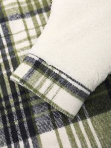 Manfinity Homme Loose Men's Plaid Patchwork Jacket - Army Green - View 5
