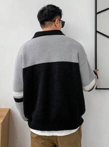 DAZY Men's Striped Sweater With Letter Print Fall,Winter - Multicolor - View 2