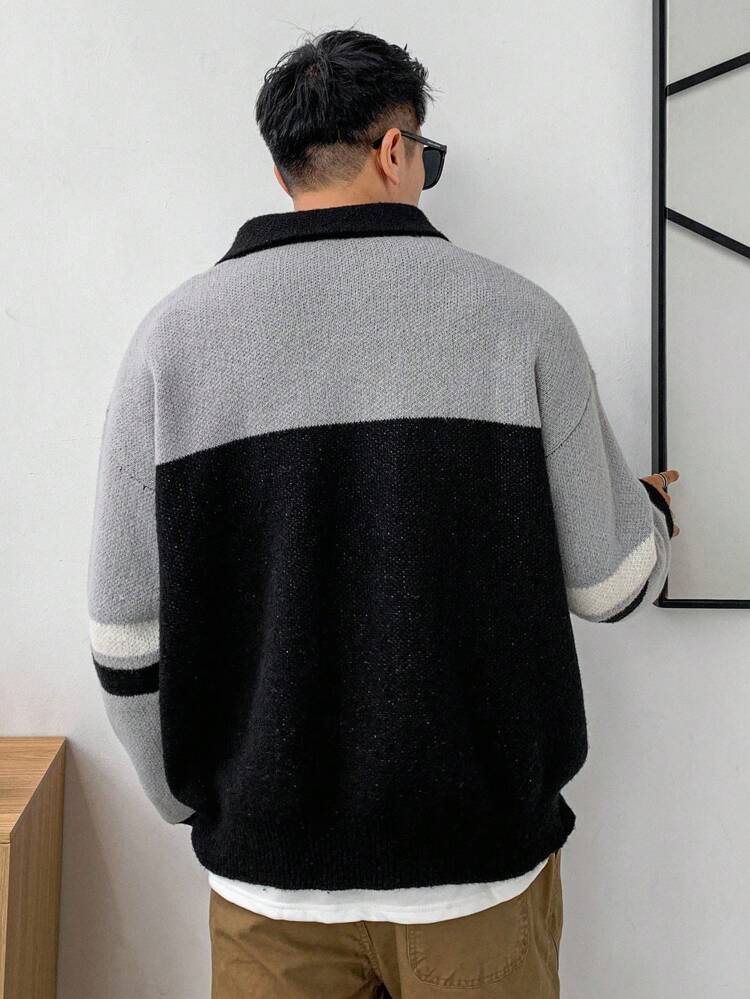 Men's Striped Sweater With Letter Print Fall,Winter