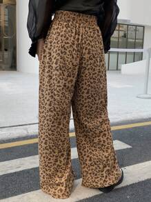 FRIFUL Women's Leopard Print Wide Leg Pants - Khaki - View 4