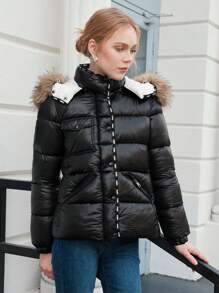 Anewsta Women's Short Padded Coat - Black - View 7