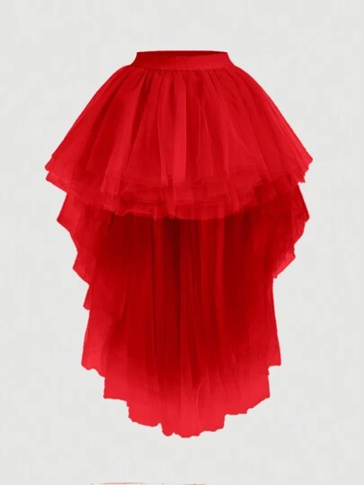 SHEIN MOD High Low Hem Mesh Skirt