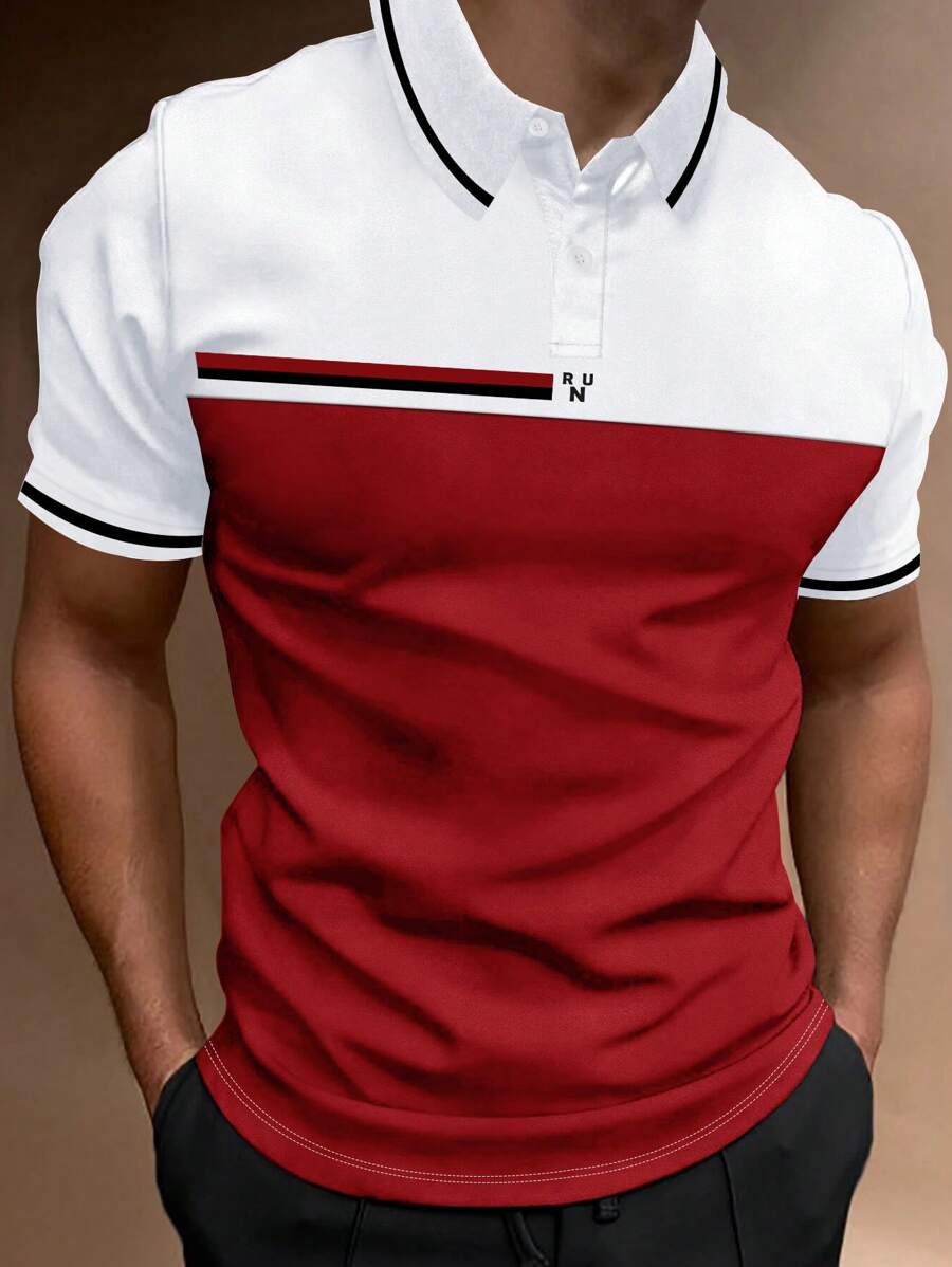 Manfinity Homme Men Colourblock Striped Trim Polo Shirt - Multicolor - View 1