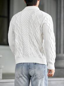 GENTILAND Men Cable Knit Sweater - White - View 2