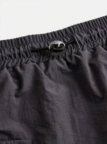 SHEIN 少女編織固體顏色3d口袋束腰裙 - 深灰色 - 查看 3