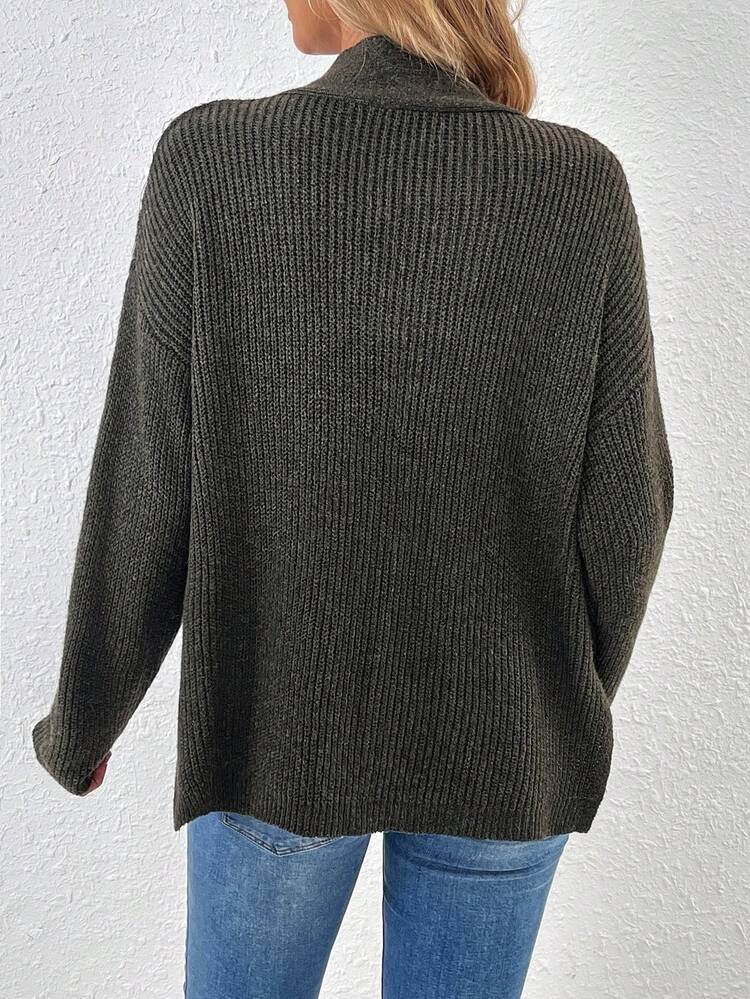 Drop Shoulder Ribbed Knit Pullover Fall Winter Sweater