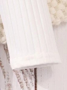 SHEIN Cô gái Tween Ngắn tay Khối màu Áo thun Và Quần Chạy bộ Bộ - trắng - Xem 3