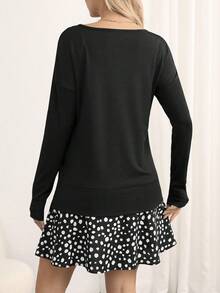 SHEIN Thai sản In ấn Thả vai Đầm - màu đen - Xem 4