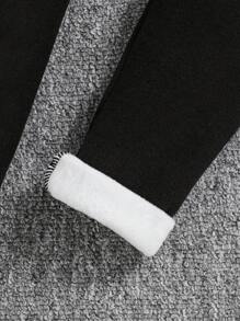 SHEIN Leap Crew Cô Gái Trẻ Eo không đối xứng Nhiệt Xà cạp - màu đen - Xem 5