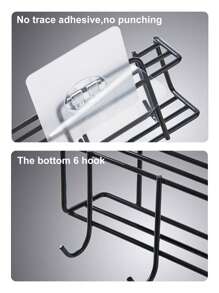 SHEIN Basic living 1Pc  Metal Knife Shelf kitchen Organizer Rack Multifunctional shelf