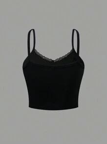 Flirla 2pcs Lace Trim Cami Top