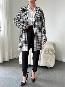 EURMUSE 女士千鸟格大衣