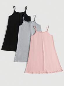 SHEIN LUNE 3pcs Chất rắn Cami ngọn - Nhiều màu - Xem 4