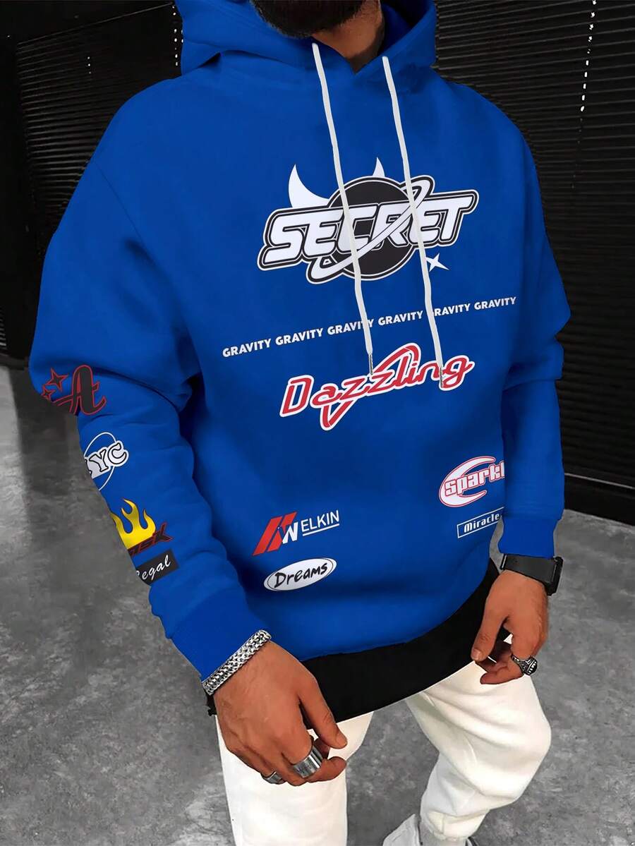 Manfinity EMRG Nam Áo nỉ có mũ - Màu xanh lam - Xem 1