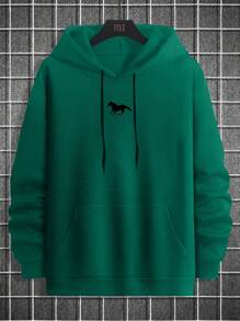 RueChic Nam  chạy Mô hình con ngựa Thả vai Hoodie Với dây rút - màu xanh lá - Xem 3