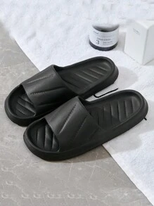 Fall/Winter New Fashionable And Versatile Soft Black Rhombus Surface With Non-Slip And Anti-Odor Eva Material Bathroom Slip-On Men's Home Plastic Slippers - Black - View 6