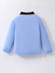 SHEIN Young Boy Colorblock Dinosaur Embroidery Polo Shirt - Multicolor - View 2