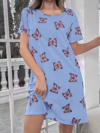Butterfly Print Sleep Dress Pajama view 6