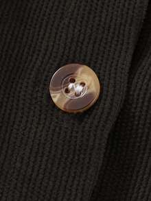 SHEIN 2入組女童休閒肋紋圓領長袖上衣和灯芯絨釦子吊帶裙,冬季套裝 - 黑色 - 查看 6