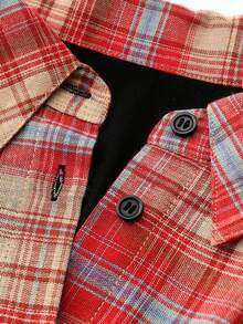 SHEIN LUNE Hơn In kẻ sọc Eo dây rút 2 trong 1 hàng đầu - màu đen - Xem 7