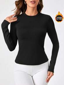 Easithlete Solid Slim Fit Sports Tee - Black - View 1