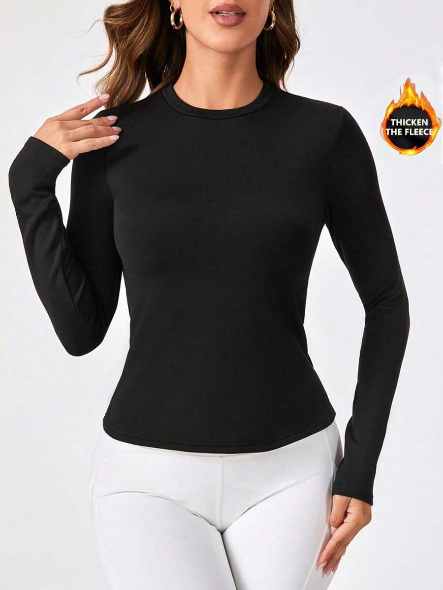 Easithlete Solid Slim Fit Sports Tee - Black - View 1