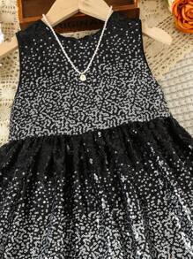 SHEIN Cô Gái Trẻ Kim sa Váy không tay - Nhiều màu - Xem 4